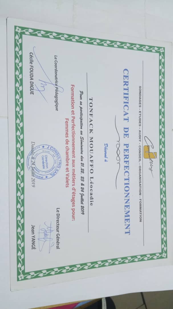 Certificat Perfectionnement J Consulting 2019 - Formation continue développement compétences professionnelles