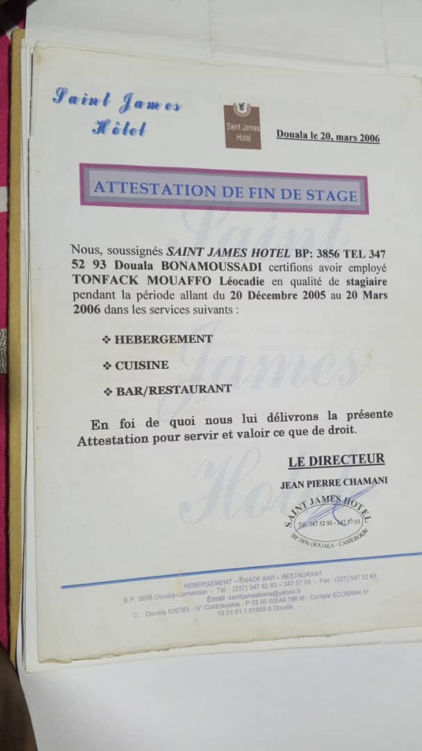 Stage Hebergement Cuisine Bar Restaurant Saint James Hotel 2005-2006 - Expérience hôtellerie restauration